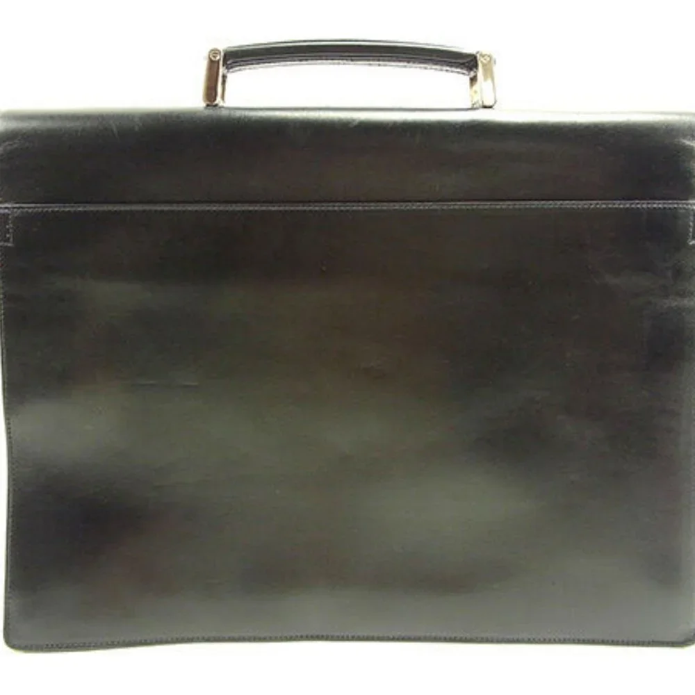 AUTH Prada Bag Briefcase Black Silver Mens